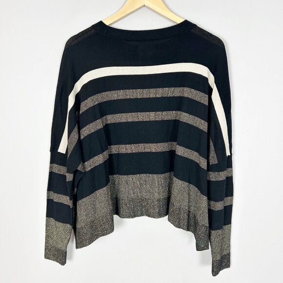 Planet Lauren G Asymmetric Striped Pullover Sweater ONE SIZE Women's - Picture 3 of 5